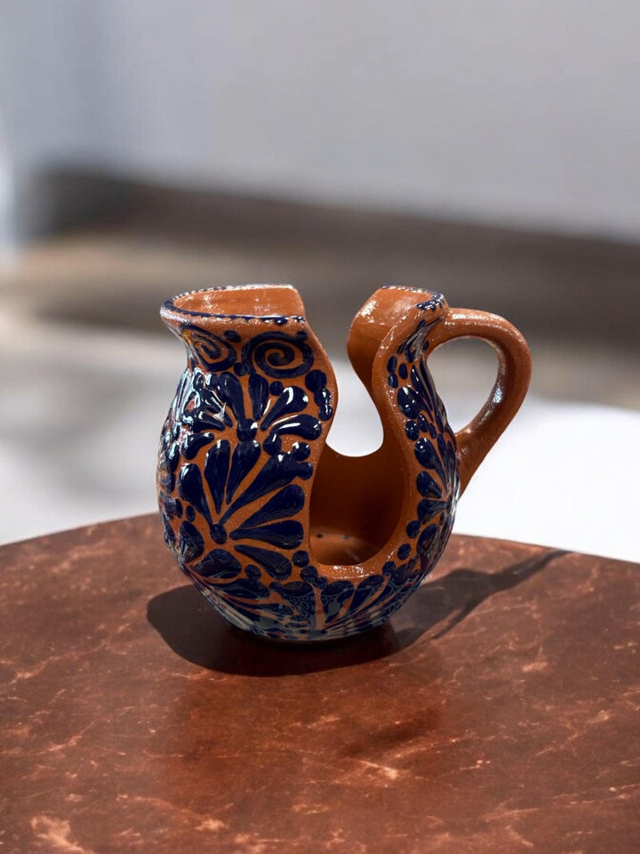 Hand Painted Talavera Dark Brown and Blue Napkin Holder