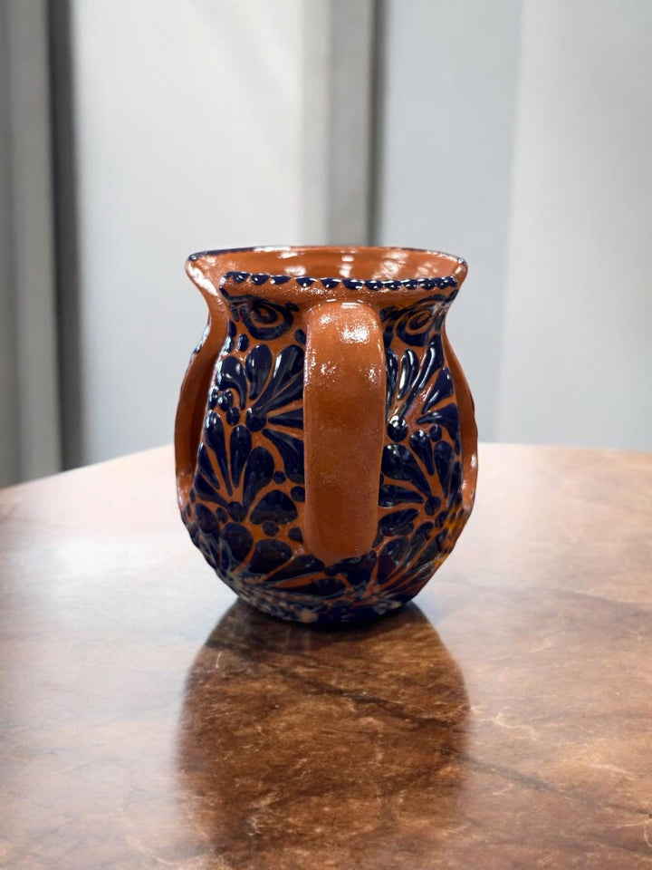 Hand Painted Talavera Dark Brown and Blue Napkin Holder