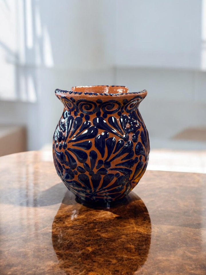 Hand Painted Talavera Dark Brown and Blue Napkin Holder