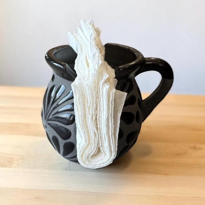 Hand Painted Black Clay and Black Mexican Rustic Napkin Holder (Cielito Lindo Inspired)