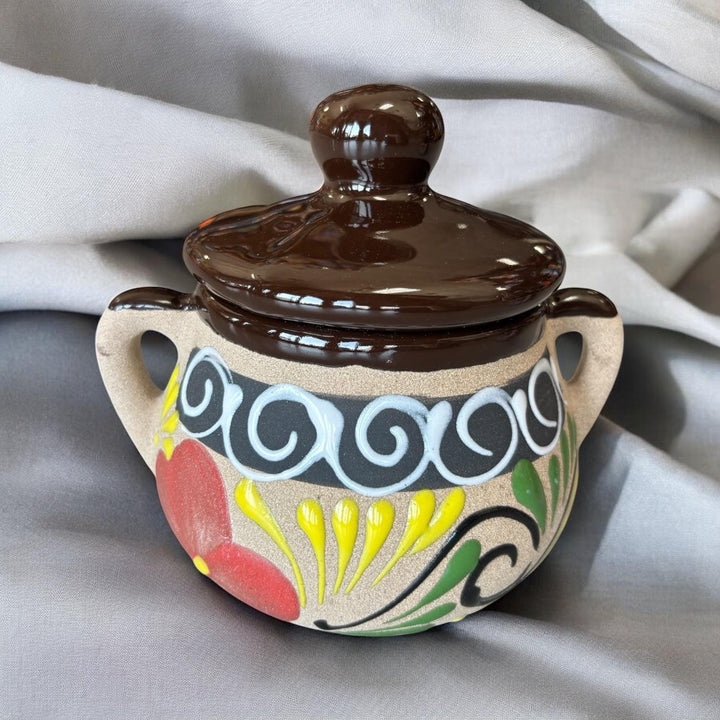 Hand Painted Floral Mexican Sugar Bowl with Lid “Azucarera” – Assorted Colors