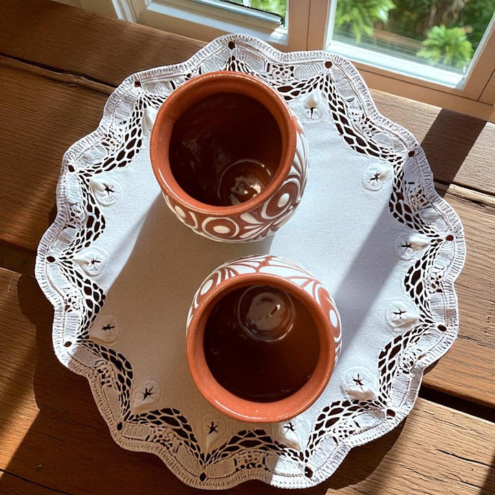 Hand Painted Talavera Brown and White Large Rustic Cantarito – Assorted Quantities