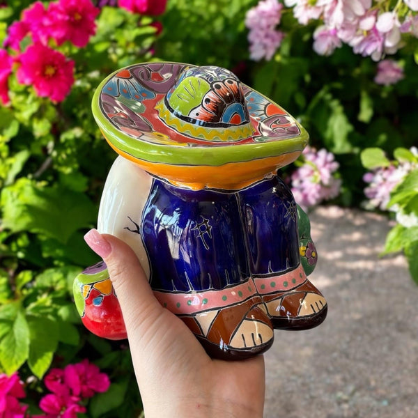 Cute Hand Painted Talavera Mini Pancho “Panchito” Mexican Sleeping Man Figure (Varying Design)