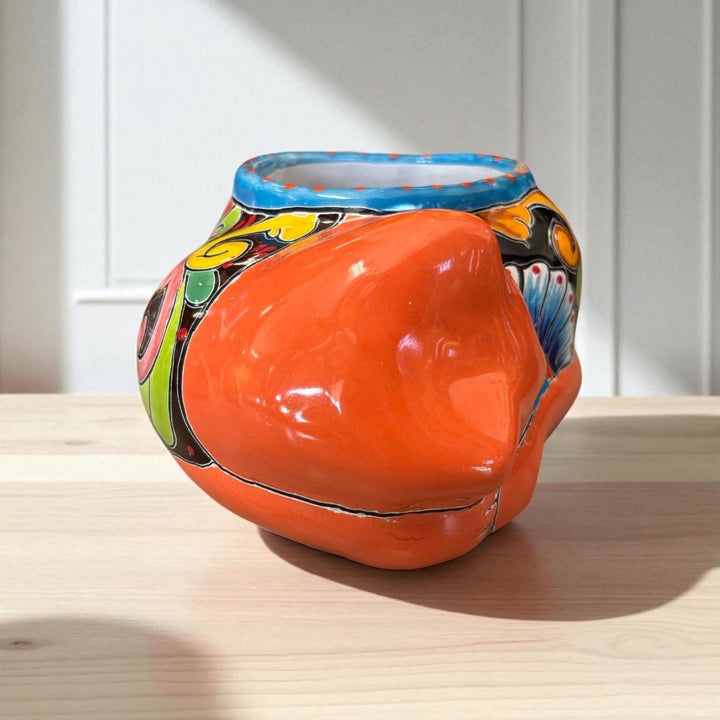 Cute Hand Painted Talavera Sleeping Cat Planter Pot – Assorted Colors (Varying Design)