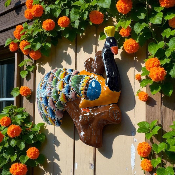 Beautiful Hand Painted Talavera Peacock Wall Decor (Varying Design)