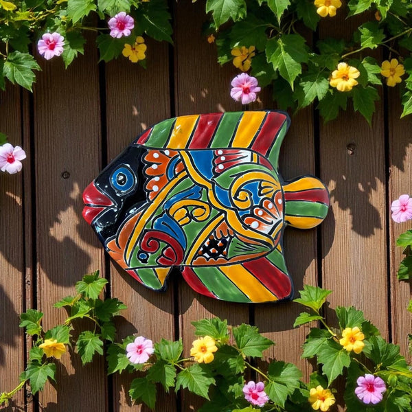 Vibrant Hand Painted Talavera Small Fish Wall Decor (Varying Design)