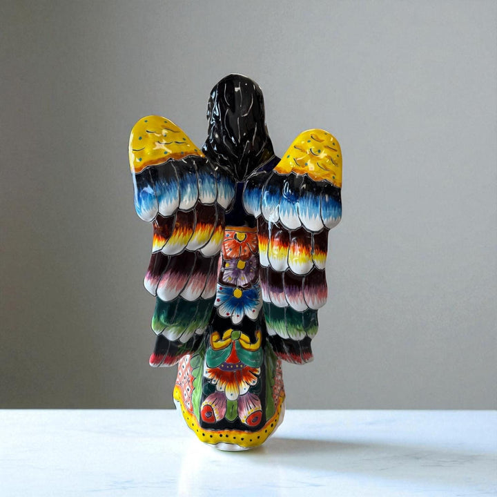 Beautiful Hand Painted Mexican Talavera Praying Guardian Angel Sculpture (Varying Design)