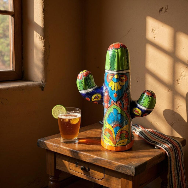 Hand Painted Mexican Talavera Flowering Desert Cactus (Varying Design) – Free Shipping (Contiguous U.S. Only)