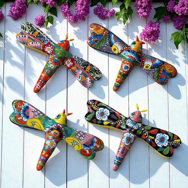 Hand Painted Talavera Dragonfly Garden Wall Decor – Assorted Designs