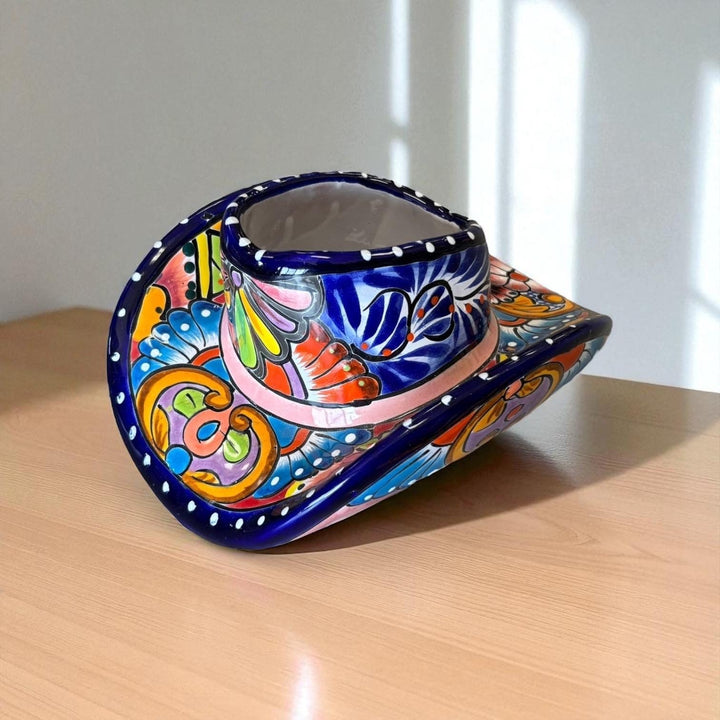 Handpainted Talavera Small Cowboy Hat Planter Pot – Assorted Designs