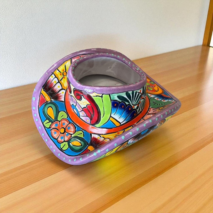 Handpainted Talavera Small Cowboy Hat Planter Pot – Assorted Designs