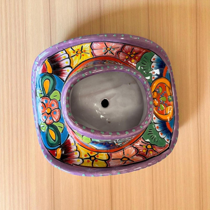 Handpainted Talavera Small Cowboy Hat Planter Pot – Assorted Designs