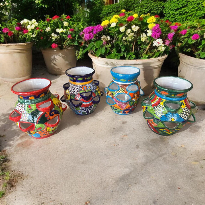 Handpainted Talavera Large Strawberry Planter Pot, Assorted Colors (Varying Design) – Free Shipping (Contiguous U.S. Only)