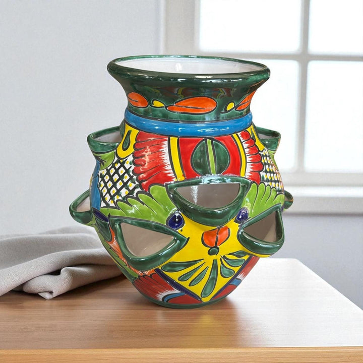 Handpainted Talavera Large Strawberry Planter Pot – Assorted Colors (Varying Design)