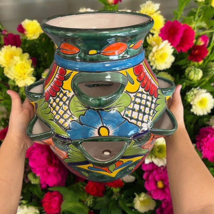 Handpainted Talavera Large Strawberry Planter Pot – Assorted Colors (Varying Design)