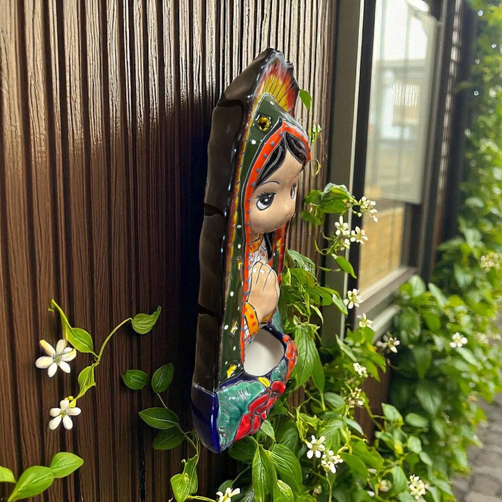 Beautiful Hand Painted Mexican Talavera Praying Virgin Mary Wall Decor (Varying Design)