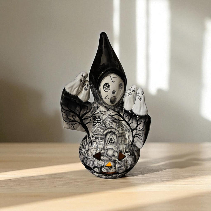 Cute Hand Painted Spooky Ghoul & Ghosts Pumpkin Talavera Figure (Varying Design)