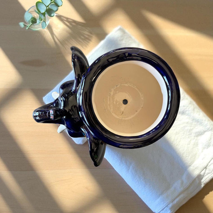 Cute Hand Painted Talavera Dark Blue Elephant Outdoor Planter Pot (Varying Design) – Free Shipping (Contiguous U.S. Only)