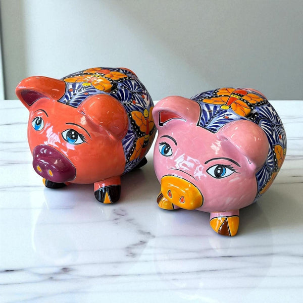 Cute Hand Painted Talavera Monarch Butterfly Piggy Bank Decor – Assorted Colors