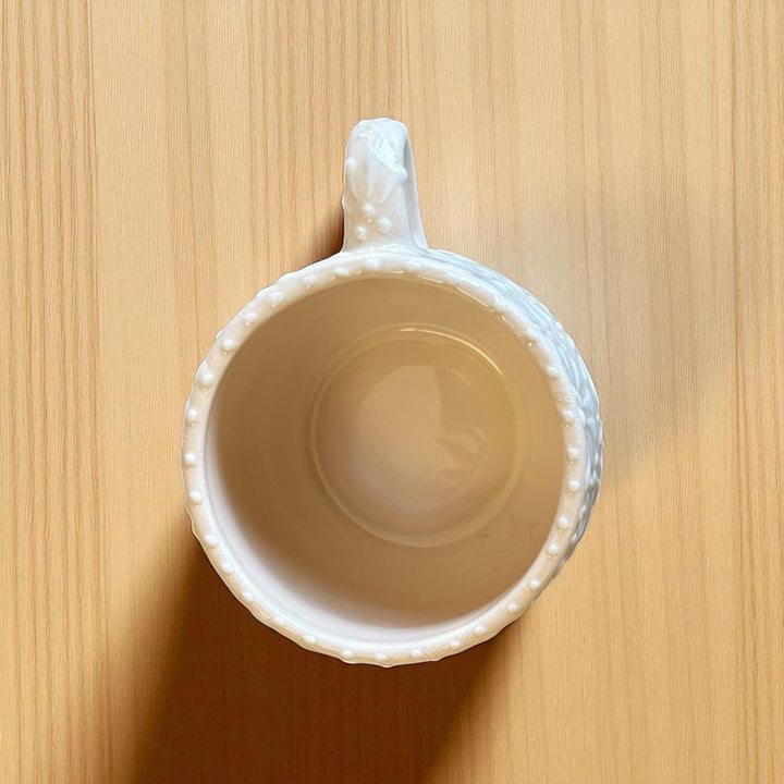 Beautiful Hand Painted Mexican Talavera Ivory and White Small Mug – Set of 2