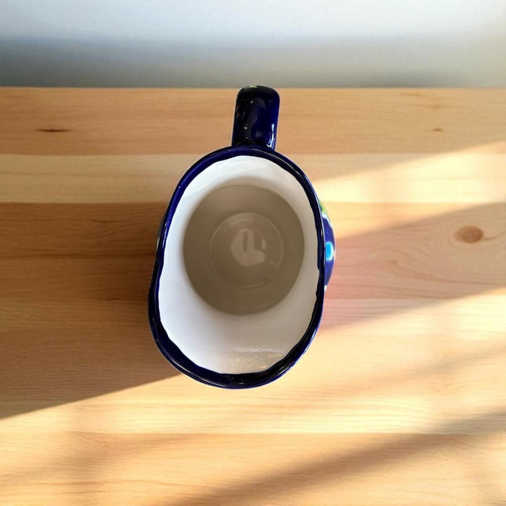 Beautiful Hand Painted Dark Blue & Multicolor Floral Talavera Pitcher and 6 Cups Set