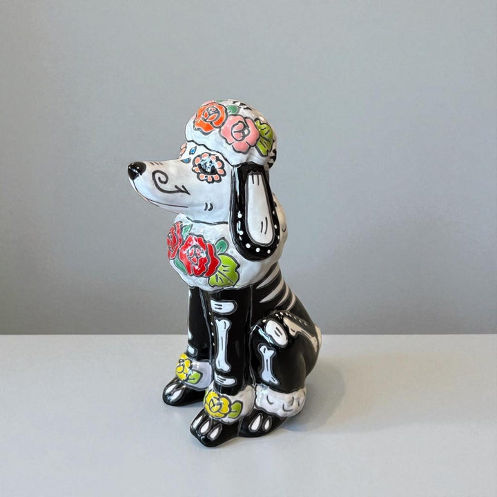 Day of the Dead Hand Painted Skeleton Poodle Dog Figure (Varying Design)