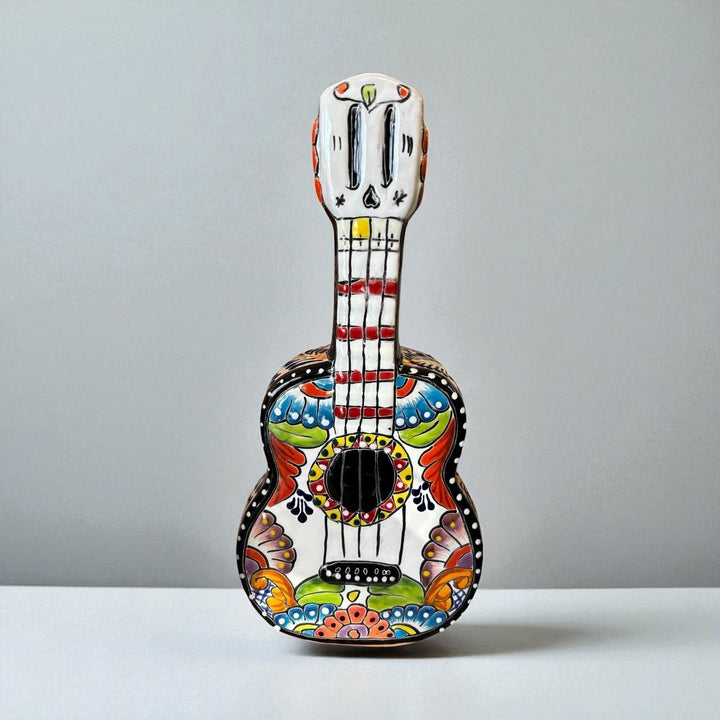 Colorful Mexican Talavera Guitar Sculpture Wall Decor (Varying Design)