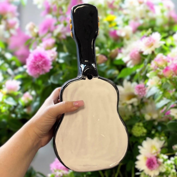 Colorful Mexican Talavera Guitar Sculpture Wall Decor (Varying Design)