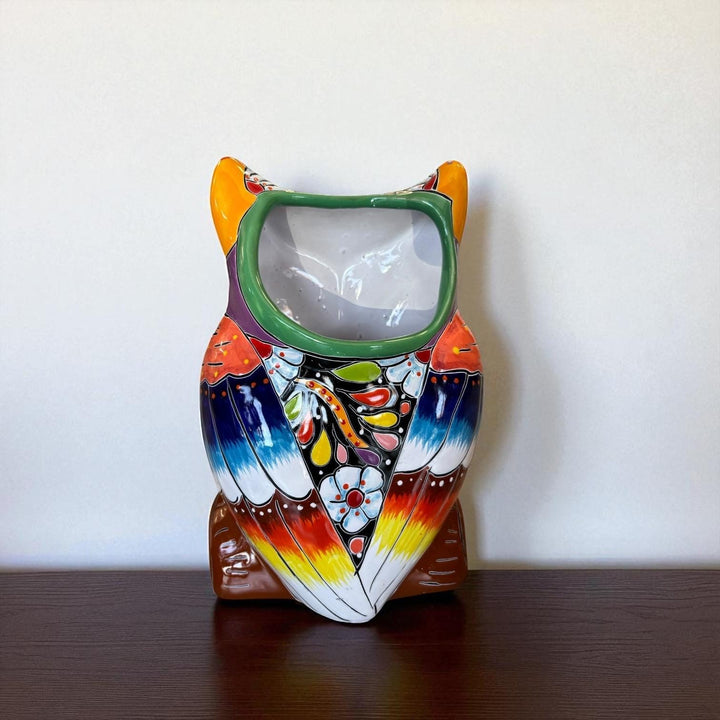 Beautiful Hand Painted Colorful Talavera Owl Planter Pot (Varying Design)