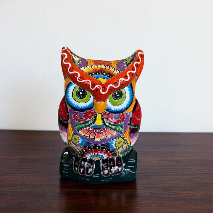 Beautiful Hand Painted Colorful Talavera Owl Planter Pot (Varying Design)