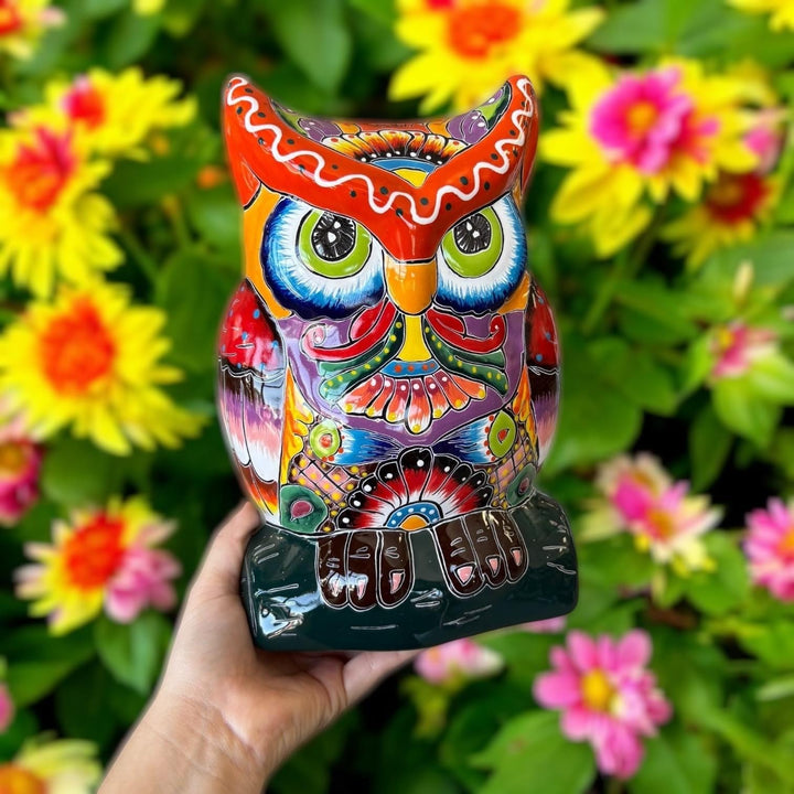 Beautiful Hand Painted Colorful Talavera Owl Planter Pot (Varying Design)