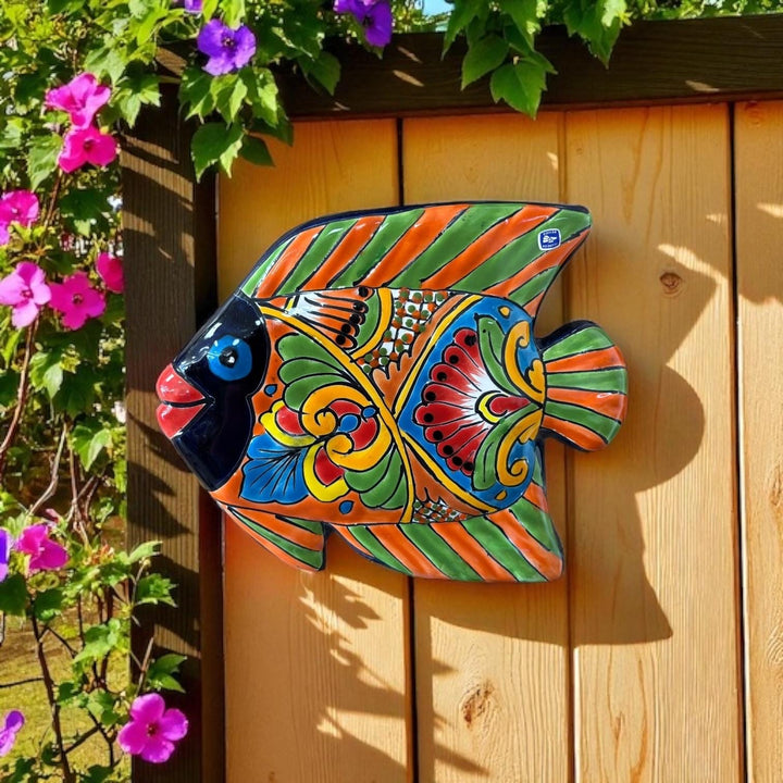 Vibrant Hand Painted Mexican Talavera Fish Wall Decor (Varying Design)