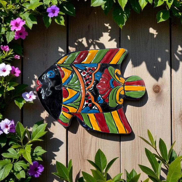 Vibrant Hand Painted Mexican Talavera Fish Wall Decor (Varying Design)