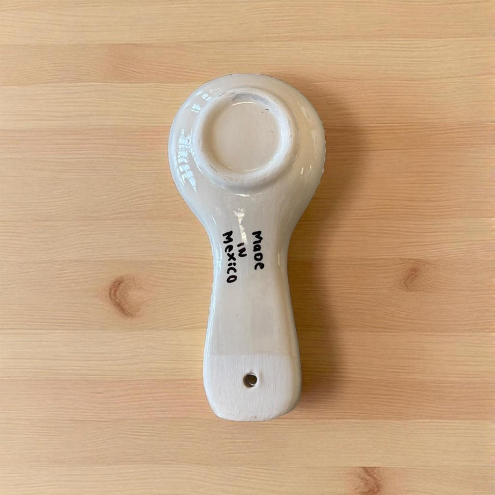 Hand Painted Ivory and White Mexican Spoon Rest (Cielito Lindo Inspired)