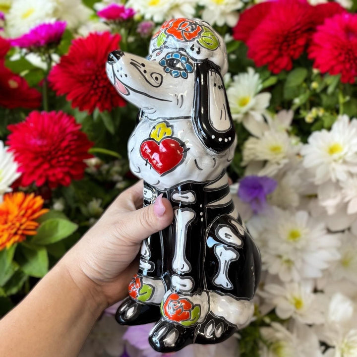 Day of the Dead Hand Painted Skeleton Poodle Dog Figure (Varying Design)