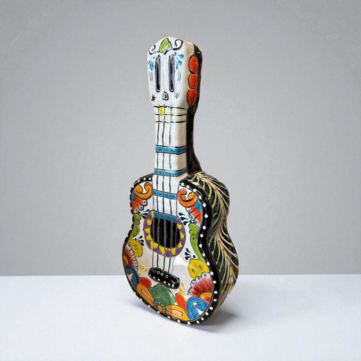 Colorful Mexican Talavera Guitar Sculpture Wall Decor (Varying Design)