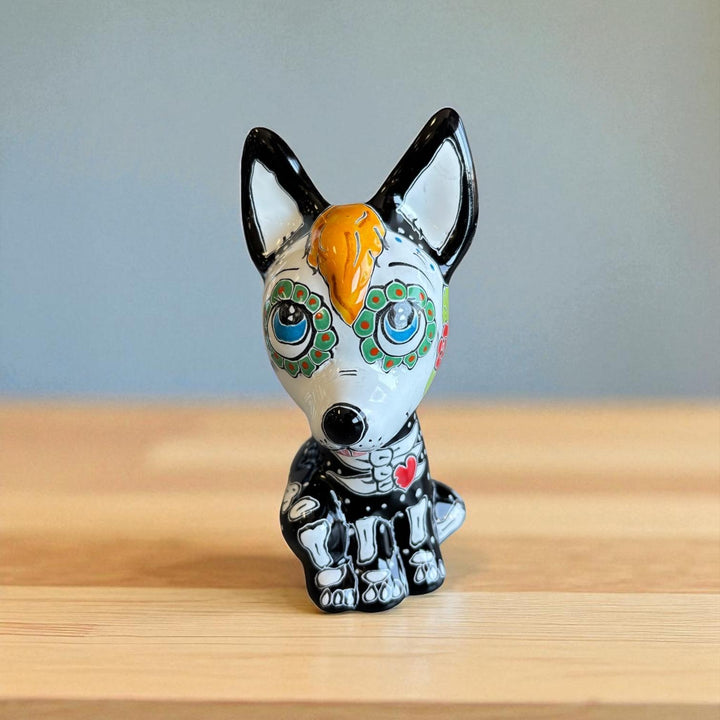 Cute Day of the Dead Hand Painted Talavera Floral Skeleton Xoloitzcuintli “Xolo” Mexican Dog Figure (Varying Design)