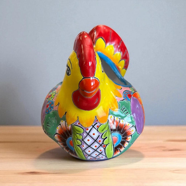 Beautiful Hand Painted Mexican Talavera Chicken Hen Planter Pot (Varying Design)