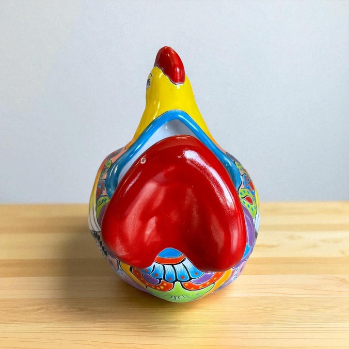 Beautiful Hand Painted Mexican Talavera Chicken Hen Planter Pot (Varying Design)
