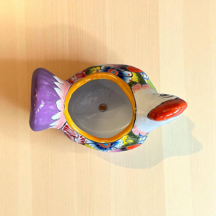 Beautiful Hand Painted Mexican Talavera Chicken Hen Planter Pot (Varying Design)