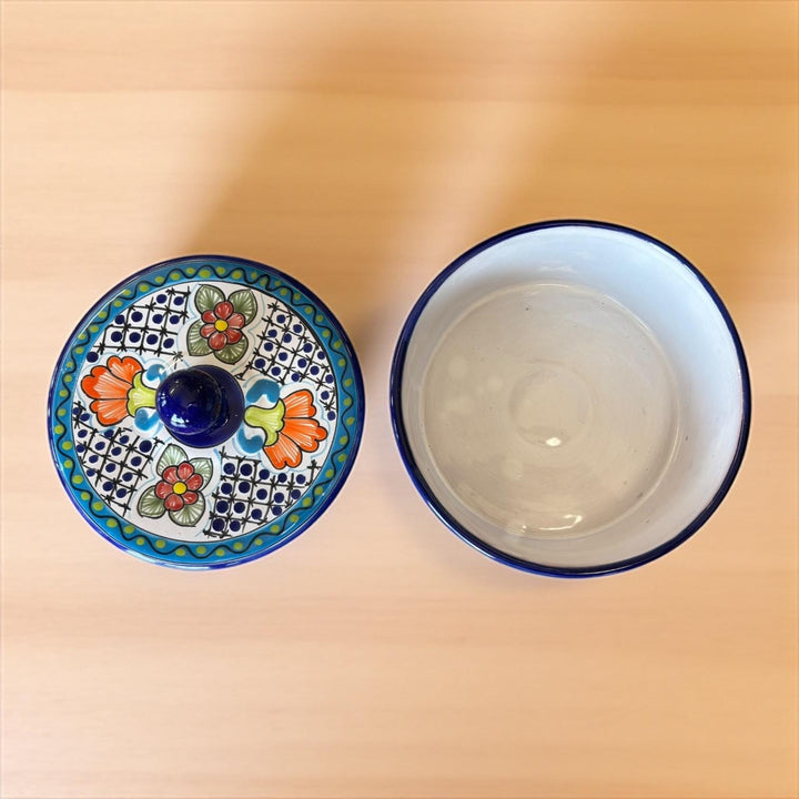 Hand Painted Dark Blue Floral Talavera Tortilla Warmer “Tortillero”