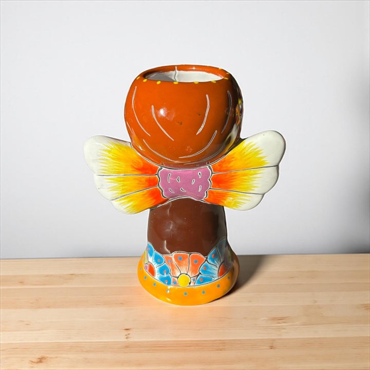 Cute Hand Painted Mexican Talavera Rosemary Praying Angel Mini Planter Pot – Assorted Designs