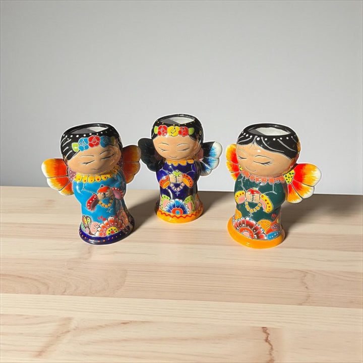 Cute Hand Painted Mexican Talavera Rosemary Praying Angel Mini Planter Pot – More Assorted Designs