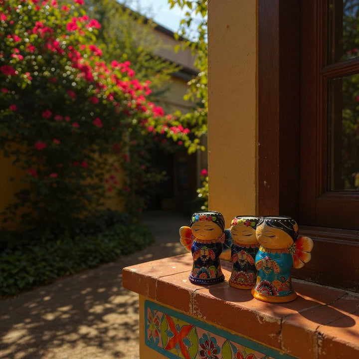 Cute Hand Painted Mexican Talavera Rosemary Praying Angel Mini Planter Pot – More Assorted Designs