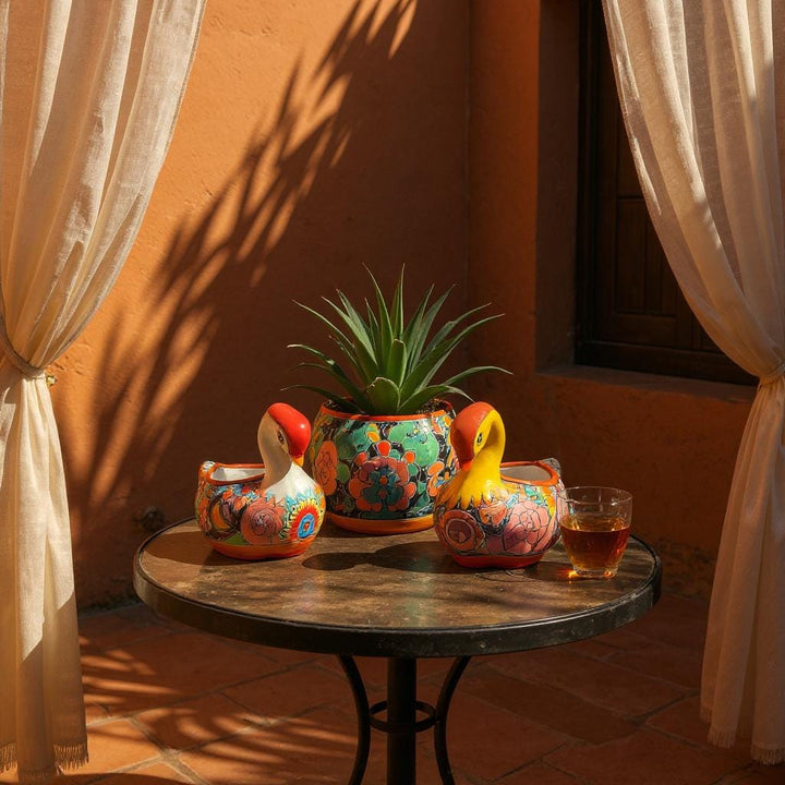 Hand Painted Talavera Small Swan Planter Pot – Assorted Designs