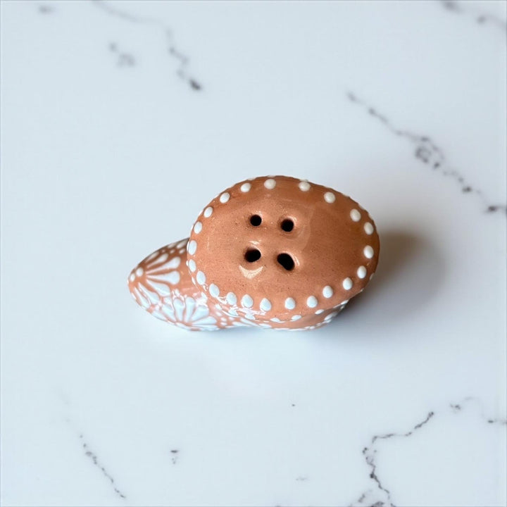 Hand Painted Mexican Talavera Brown and White Cowboy Boot Salt & Pepper Shaker Set