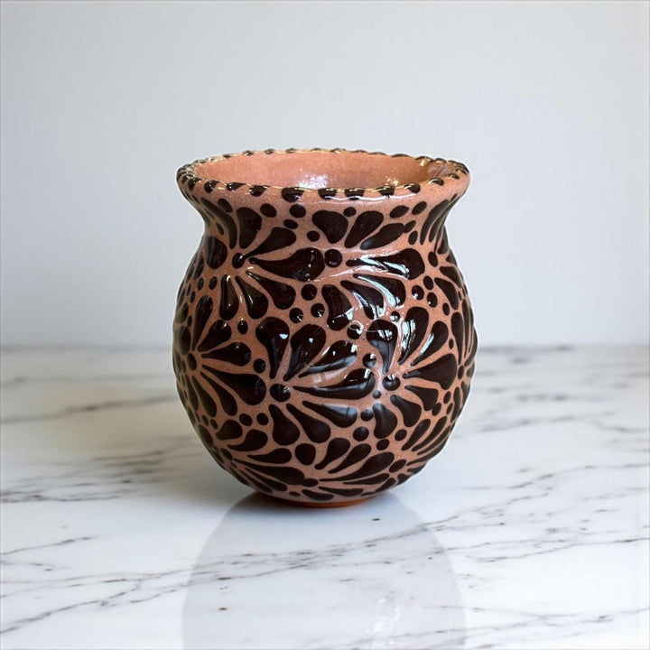 Hand Painted Talavera Brown and Dark Chocolate Butterfly Coffee Mug (Cielito Lindo Inspired) – Set of 2