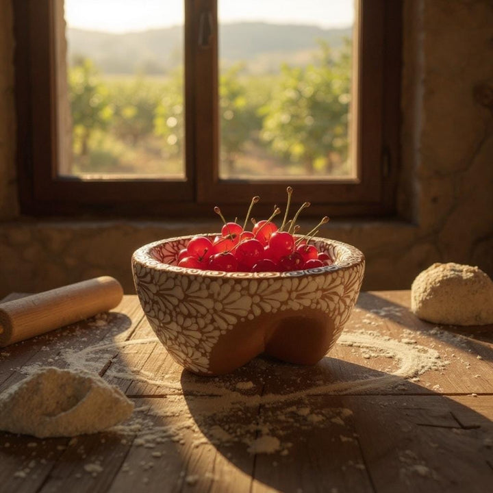 Hand Painted Mexican Talavera Brown & White Salsa Bowl “Salsera” (Cielito Lindo Inspired)