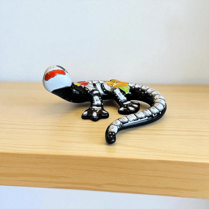 Hand Painted Talavera Medium Floral Skeleton Salamander Garden Wall Decor (Varying Design)
