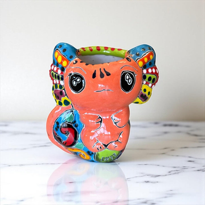 Hand Painted Kawaii Mexican Talavera Axolotl Planter Pot – Assorted Colors (Varying Design)